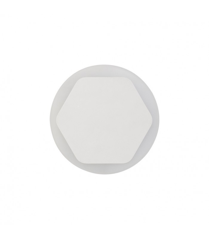 Magnetic Base Wall Lamp, 12W LED 3000K 498lm, 15, 19cm Horizontal Hexagonal Centre, Sand White, Round Acrylic Frosted Diffuser -