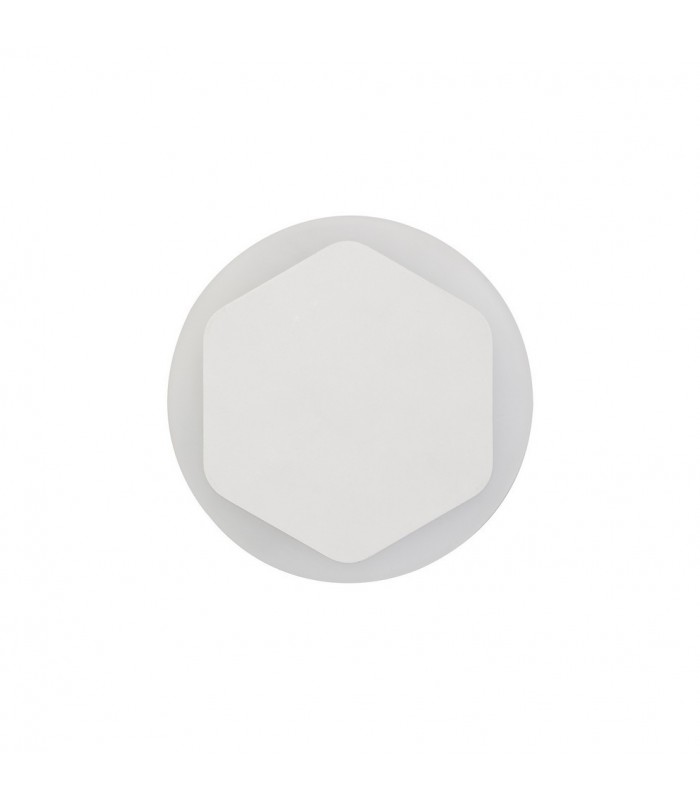 Magnetic Base Wall Lamp, 12W LED 3000K 498lm, 15, 19cm Vertical Hexagonal Centre, Sand White, Round Acrylic Frosted Diffuser - 3