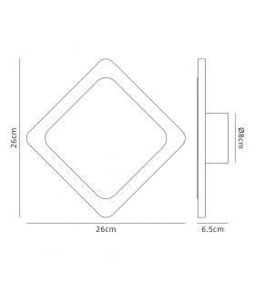 Magnetic Base Wall Lamp, 12W LED 3000K 498lm, 15, 19cm Diamond Centre, Sand White, Acrylic Frosted Diffuser - 2