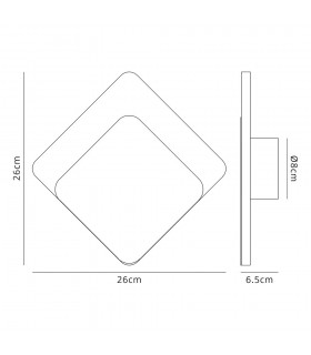 Magnetic Base Wall Lamp, 12W LED 3000K 498lm, 15, 19cm Diamond Bottom Offset, Sand White, Acrylic Frosted Diffuser - 2