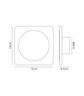 Magnetic Base Wall Lamp, 12W LED 3000K 498lm, 15cm Round 19cm Square Centre, Sand White, Acrylic Frosted Diffuser - 2