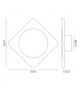 Magnetic Base Wall Lamp, 12W LED 3000K 498lm, 15cm Round 19cm Diamond Centre, Sand White, Acrylic Frosted Diffuser - 2