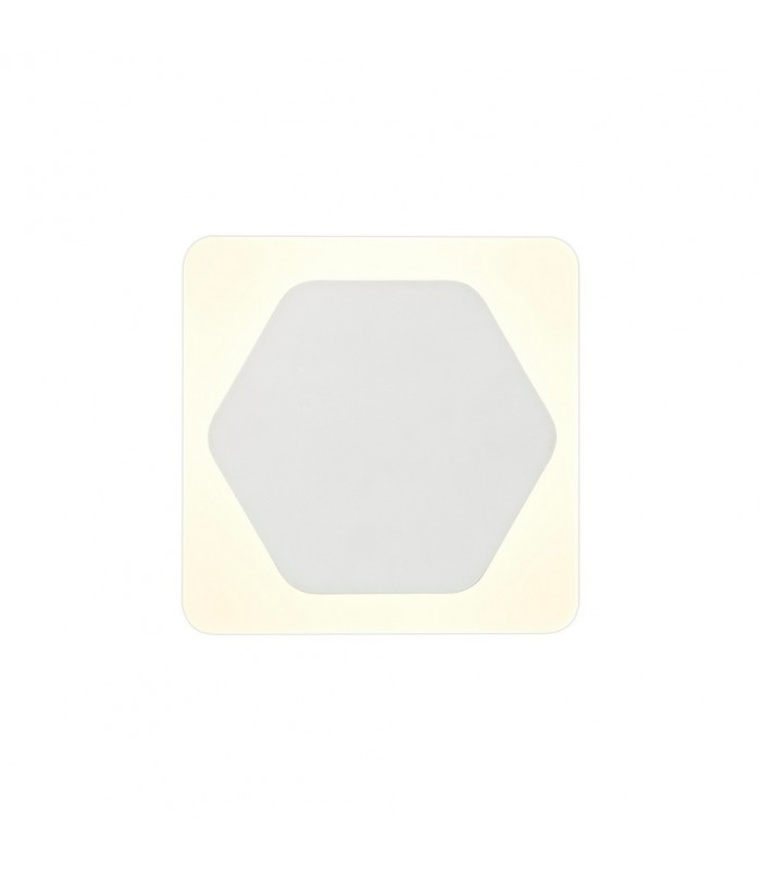 Magnetic Base Wall Lamp, 12W LED 3000K 498lm, 15cm Horizontal Hexagonal 19cm Square Centre, Sand White, Acrylic Frosted Diffuser
