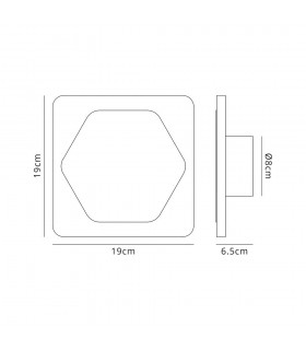 Magnetic Base Wall Lamp, 12W LED 3000K 498lm, 15cm Horizontal Hexagonal 19cm Square Centre, Sand White, Acrylic Frosted Diffuser