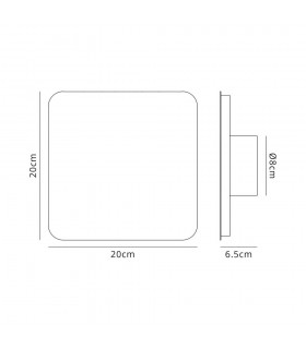 Magnetic Base Wall Lamp, 12W LED 3000K 498lm, 20, 19cm Square Centre, Sand White, Acrylic Frosted Diffuser - 2