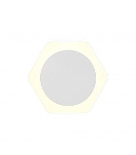 Magnetic Base Wall Lamp, 12W LED 3000K 498lm, 15cm Round 19cm Horizontal Hexagonal Centre, Sand White, Acrylic Frosted Diffuser 