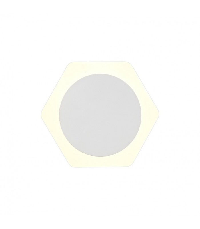Magnetic Base Wall Lamp, 12W LED 3000K 498lm, 15cm Round 19cm Horizontal Hexagonal Centre, Sand White, Acrylic Frosted Diffuser 