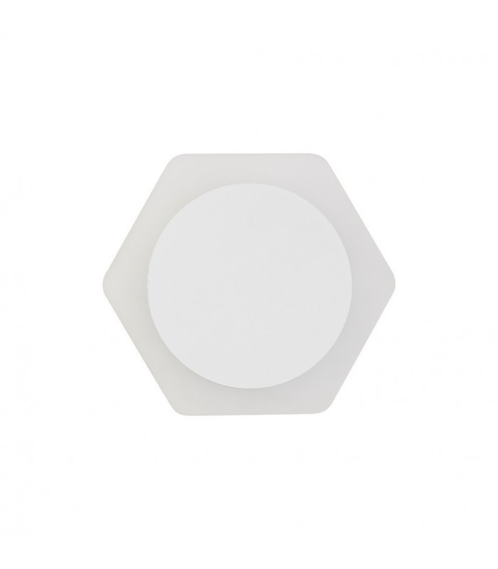 Magnetic Base Wall Lamp, 12W LED 3000K 498lm, 15cm Round 19cm Horizontal Hexagonal Centre, Sand White, Acrylic Frosted Diffuser 