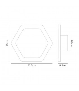 Magnetic Base Wall Lamp, 12W LED 3000K 498lm, 15, 19cm Horizontal Hexagonal Centre, Sand White, Acrylic Frosted Diffuser - 2
