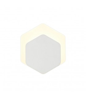 Magnetic Base Wall Lamp, 12W LED 3000K 498lm, 15, 19cm Vertical Hexagonal Bottom Offset, Sand White, Acrylic Frosted Diffuser - 