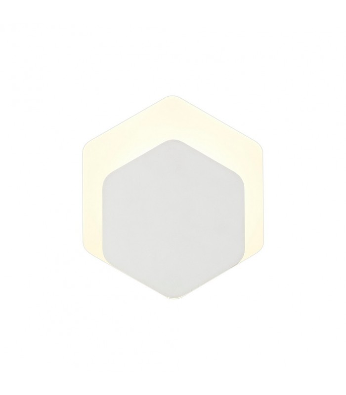 Magnetic Base Wall Lamp, 12W LED 3000K 498lm, 15, 19cm Vertical Hexagonal Bottom Offset, Sand White, Acrylic Frosted Diffuser - 