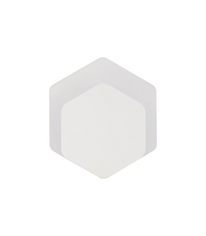 Magnetic Base Wall Lamp, 12W LED 3000K 498lm, 15, 19cm Vertical Hexagonal Bottom Offset, Sand White, Acrylic Frosted Diffuser - 