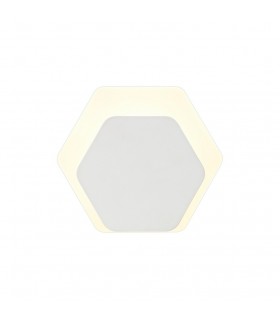 Magnetic Base Wall Lamp, 12W LED 3000K 498lm, 15, 19cm Horizontal Hexagonal Bottom Offset, Sand White, Acrylic Frosted Diffuser 