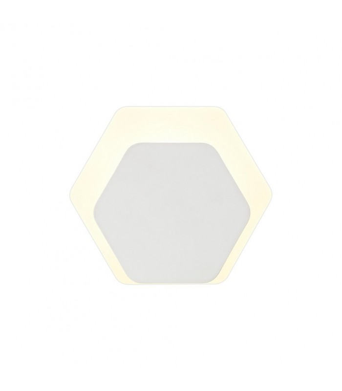Magnetic Base Wall Lamp, 12W LED 3000K 498lm, 15, 19cm Horizontal Hexagonal Bottom Offset, Sand White, Acrylic Frosted Diffuser 