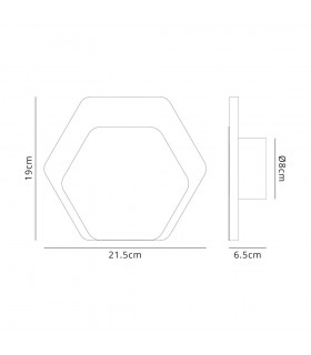 Magnetic Base Wall Lamp, 12W LED 3000K 498lm, 15, 19cm Horizontal Hexagonal Bottom Offset, Sand White, Acrylic Frosted Diffuser 
