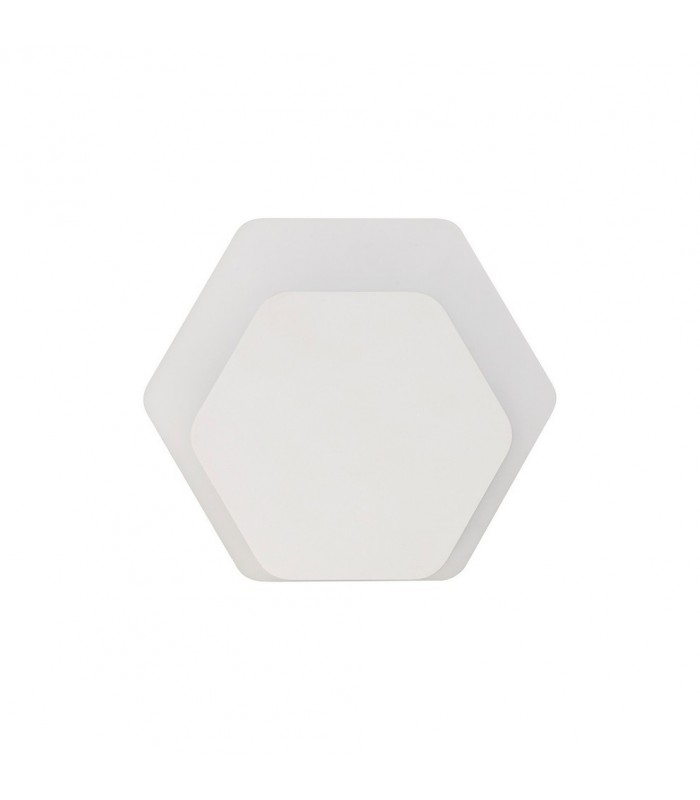 Magnetic Base Wall Lamp, 12W LED 3000K 498lm, 15, 19cm Horizontal Hexagonal Bottom Offset, Sand White, Acrylic Frosted Diffuser 