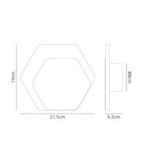 Magnetic Base Wall Lamp, 12W LED 3000K 498lm, 15, 19cm Horizontal Hexagonal Right Offset, Sand White, Acrylic Frosted Diffuser -