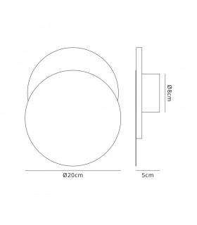 Magnetic Base Wall Lamp, 12W LED 3000K 498lm, 20, 19cm Round Bottom Offset, Coffee, Acrylic Frosted Diffuser - 2