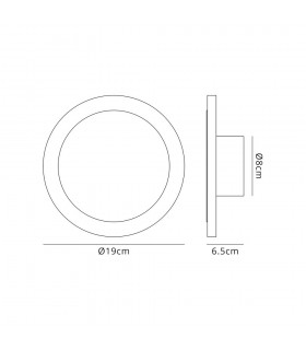 Magnetic Base Wall Lamp, 12W LED 3000K 498lm, 15, 19cm Round Centre, Coffee, Acrylic Frosted Diffuser - 2