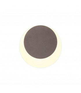 Magnetic Base Wall Lamp, 12W LED 3000K 498lm, 15, 19cm Round Top Offset, Coffee, Acrylic Frosted Diffuser - 1