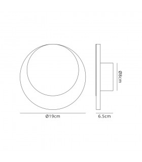 Magnetic Base Wall Lamp, 12W LED 3000K 498lm, 15, 19cm Round Top Offset, Coffee, Acrylic Frosted Diffuser - 2