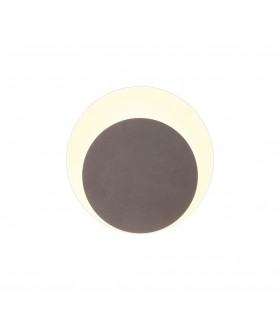 Magnetic Base Wall Lamp, 12W LED 3000K 498lm, 15, 19cm Round Bottom Offset, Coffee, Acrylic Frosted Diffuser - 1