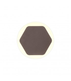 Magnetic Base Wall Lamp, 12W LED 3000K 498lm, 15cm Horizontal Hexagonal 19cm Round Centre, Coffee, Acrylic Frosted Diffuser - 1