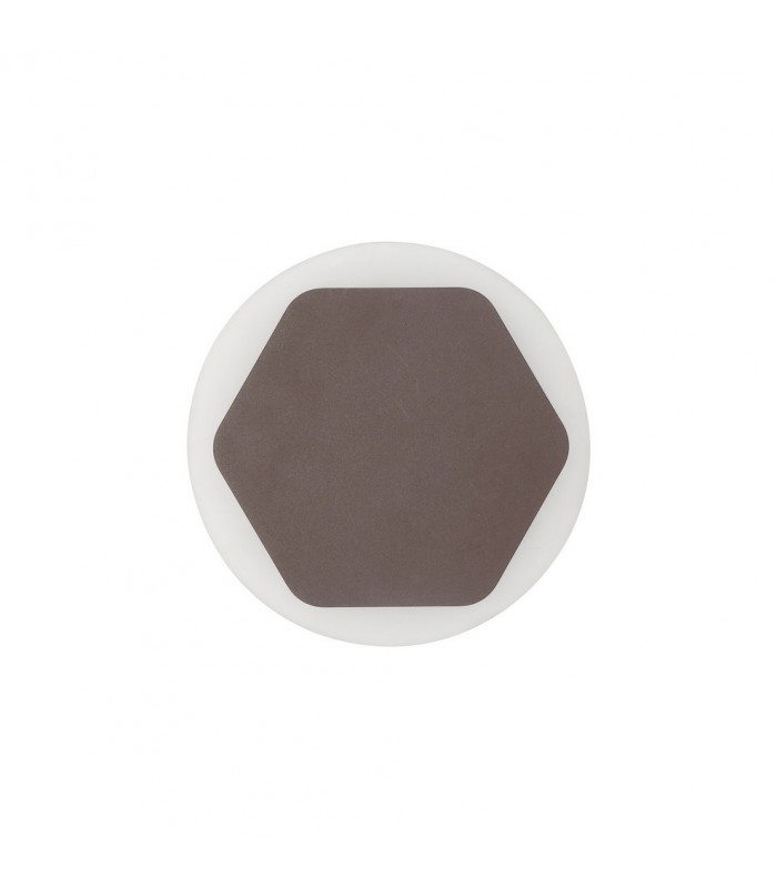 Magnetic Base Wall Lamp, 12W LED 3000K 498lm, 15cm Horizontal Hexagonal 19cm Round Centre, Coffee, Acrylic Frosted Diffuser - 3