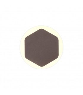 Magnetic Base Wall Lamp, 12W LED 3000K 498lm, 15cm Vertical Hexagonal 19cm Round Centre, Coffee, Acrylic Frosted Diffuser - 1