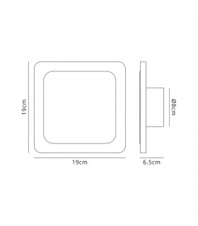 Magnetic Base Wall Lamp, 12W LED 3000K 498lm, 15, 19cm Square Centre, Coffee, Acrylic Frosted Diffuser - 2