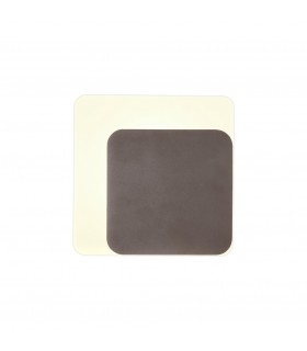 Magnetic Base Wall Lamp, 12W LED 3000K 498lm, 15, 19cm Square Right Offset, Coffee, Acrylic Frosted Diffuser - 1