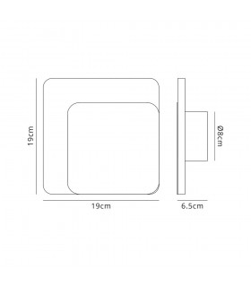 Magnetic Base Wall Lamp, 12W LED 3000K 498lm, 15, 19cm Square Right Offset, Coffee, Acrylic Frosted Diffuser - 2