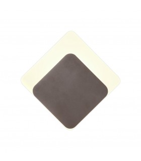 Magnetic Base Wall Lamp, 12W LED 3000K 498lm, 15, 19cm Diamond Bottom Offset, Coffee, Acrylic Frosted Diffuser - 1