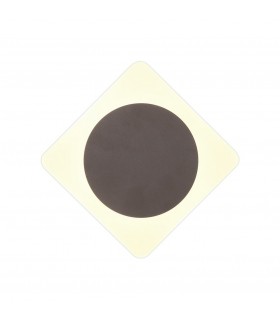 Magnetic Base Wall Lamp, 12W LED 3000K 498lm, 15cm Round 19cm Diamond Centre, Coffee, Acrylic Frosted Diffuser - 1