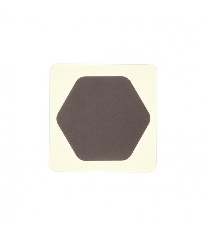 Magnetic Base Wall Lamp, 12W LED 3000K 498lm, 15cm Horizontal Hexagonal 19cm Square Centre, Coffee, Acrylic Frosted Diffuser - 1