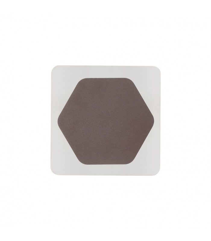 Magnetic Base Wall Lamp, 12W LED 3000K 498lm, 15cm Horizontal Hexagonal 19cm Square Centre, Coffee, Acrylic Frosted Diffuser - 3