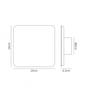 Magnetic Base Wall Lamp, 12W LED 3000K 498lm, 20, 19cm Square Centre, Coffee, Acrylic Frosted Diffuser - 2