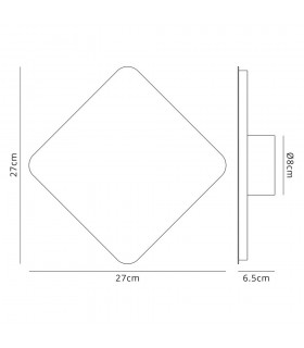 Magnetic Base Wall Lamp, 12W LED 3000K 498lm, 20, 19cm Diamond Centre, Coffee, Acrylic Frosted Diffuser - 2