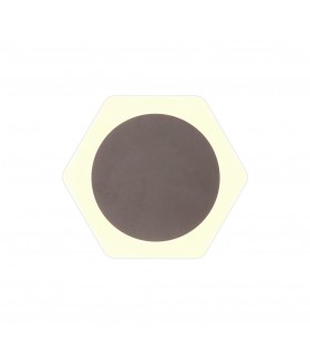 Magnetic Base Wall Lamp, 12W LED 3000K 498lm, 15cm Round 19cm Horizontal Hexagonal Centre, Coffee, Acrylic Frosted Diffuser - 1