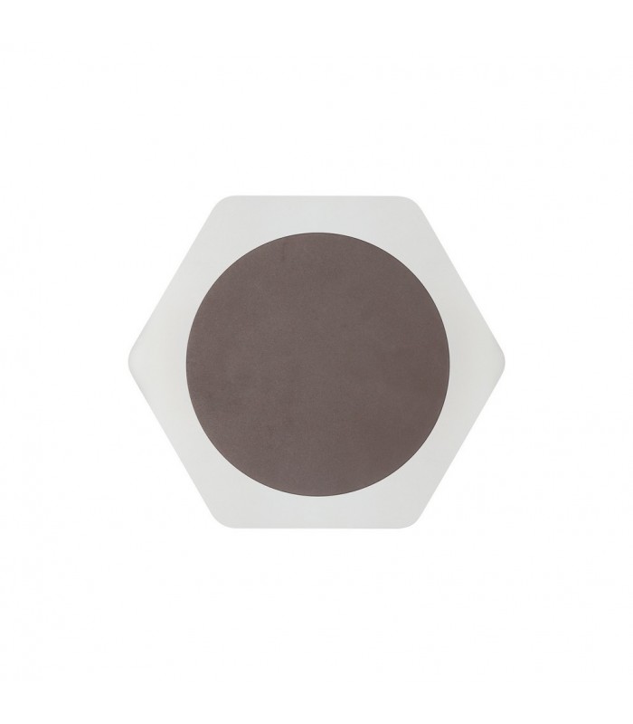 Magnetic Base Wall Lamp, 12W LED 3000K 498lm, 15cm Round 19cm Horizontal Hexagonal Centre, Coffee, Acrylic Frosted Diffuser - 3