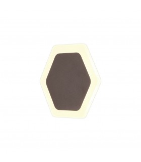 Magnetic Base Wall Lamp, 12W LED 3000K 498lm, 15, 19cm Horizontal Hexagonal Centre, Coffee, Acrylic Frosted Diffuser - 1