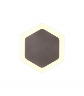 Magnetic Base Wall Lamp, 12W LED 3000K 498lm, 15, 19cm Vertical Hexagonal Centre, Coffee, Acrylic Frosted Diffuser - 1