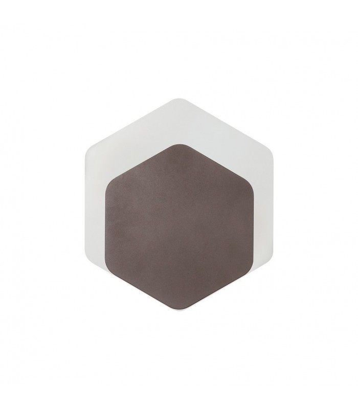 Magnetic Base Wall Lamp, 12W LED 3000K 498lm, 15, 19cm Vertical Hexagonal Bottom Offset, Coffee, Acrylic Frosted Diffuser - 3