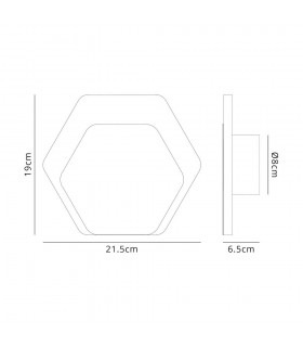 Magnetic Base Wall Lamp, 12W LED 3000K 498lm, 15, 19cm Horizontal Hexagonal Bottom Offset, Coffee, Acrylic Frosted Diffuser - 2