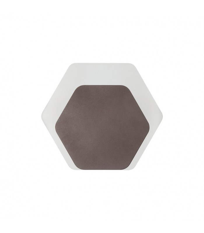 Magnetic Base Wall Lamp, 12W LED 3000K 498lm, 15, 19cm Horizontal Hexagonal Bottom Offset, Coffee, Acrylic Frosted Diffuser - 3