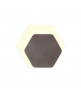 Magnetic Base Wall Lamp, 12W LED 3000K 498lm, 15, 19cm Horizontal Hexagonal Right Offset, Coffee, Acrylic Frosted Diffuser - 1