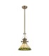 1 Light Telescopic Ceiling Pendant E27 With 30cm Tiffany Shade, Antique Brass, Green, Crystal - 1