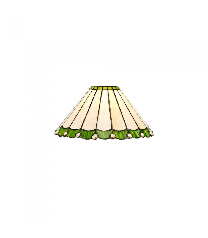 1 Light Telescopic Ceiling Pendant E27 With 30cm Tiffany Shade, Antique Brass, Green, Crystal - 9