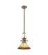 1 Light Telescopic Ceiling Pendant E27 With 30cm Tiffany Shade, Antique Brass, Amber, Crystal - 1