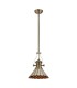 1 Light Telescopic Ceiling Pendant E27 With 30cm Tiffany Shade, Antique Brass, Amber, Crystal - 3